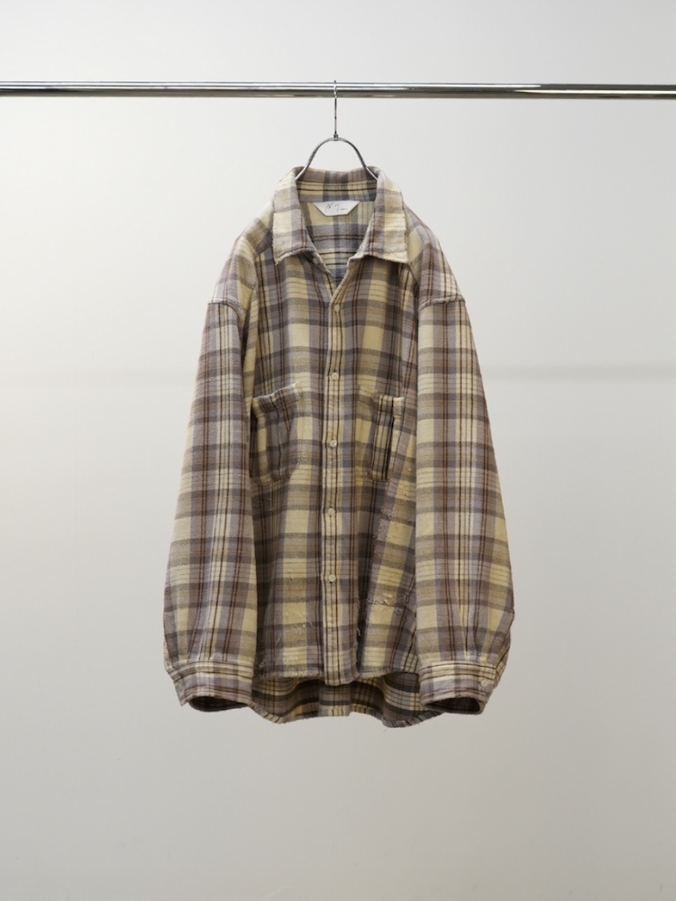 ANCELLM NEL CHECK OVER WORK SHIRT IVORY 2025AW