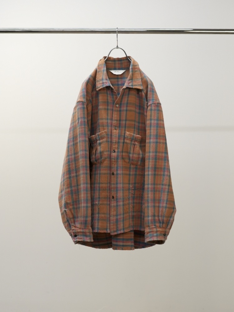 ANCELLM NEL CHECK OVER WORK SHIRT CAMEL 2025AW