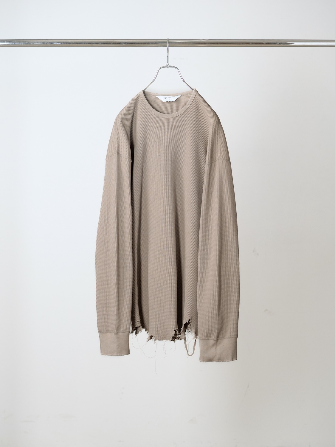 ANCELLM DAMAGE WAFFLE CREW LS P.BEIGE 2026AW