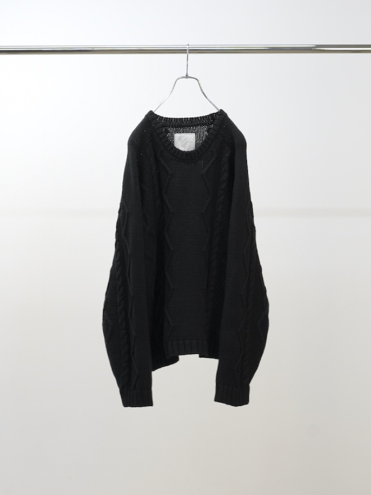 ANCELLM CABLE STITCH KNIT BLACK 2025AW