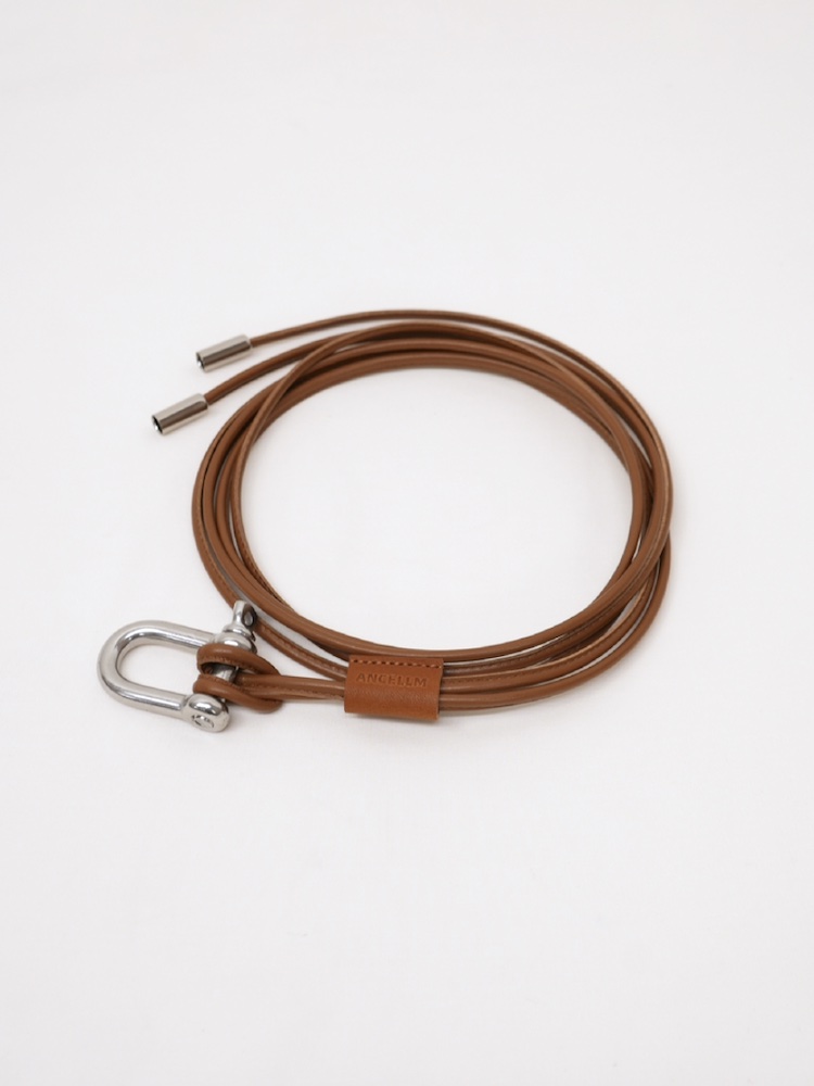 ANCELLM LEATHER ROPE BELT BROWN 2025AW