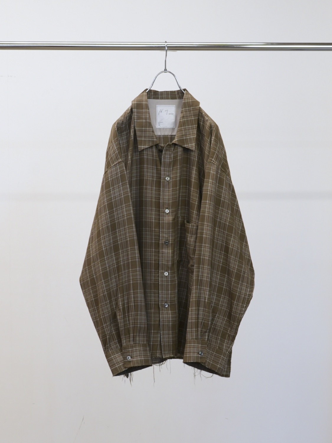 ANCELLM AGING RAYON CHECK SHIRT GREEN 2026SS