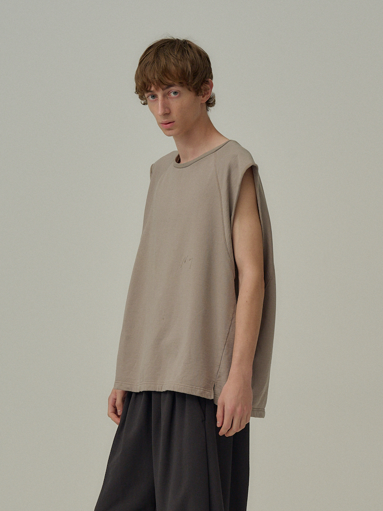 ANCELLM FADED SLEEVELESS T-SHIRT BEIGE