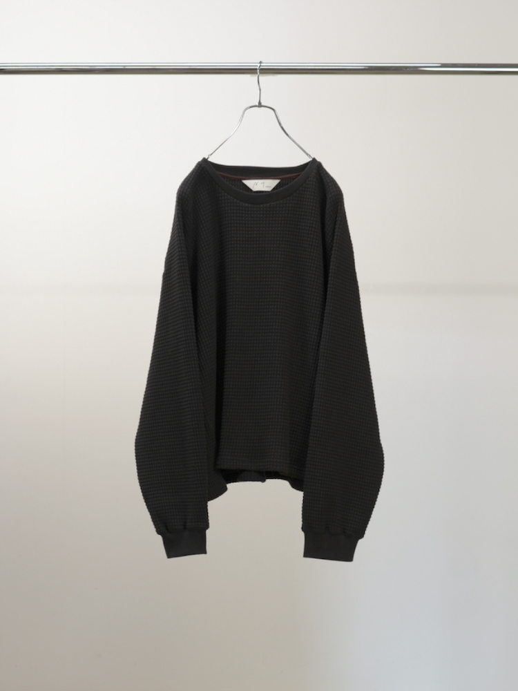 ANCELLM HEAVY WAFFLE OVER LS BLACK 2025AW