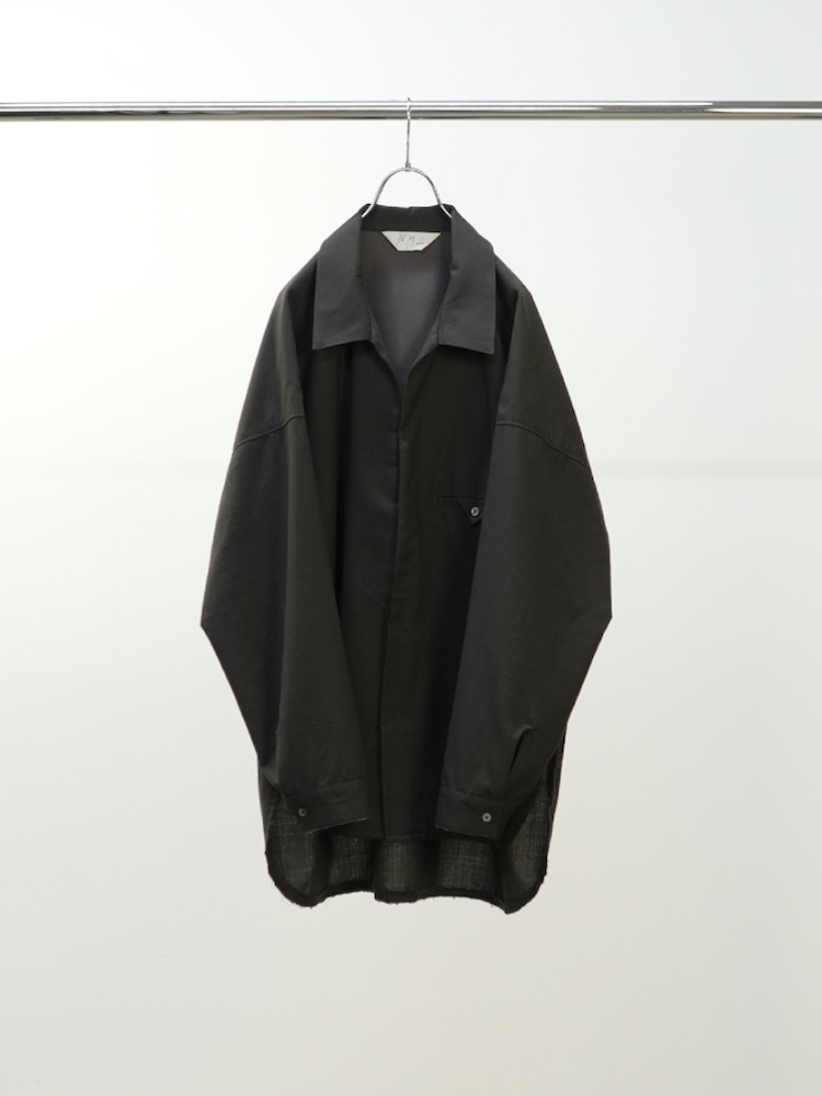 ANCELLM WASH WOOL LONG SHIRT OLIVE 2025AW