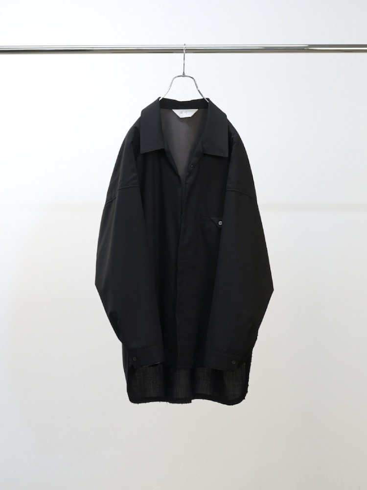 ANCELLM WASH WOOL LONG SHIRT BLACK 2025AW