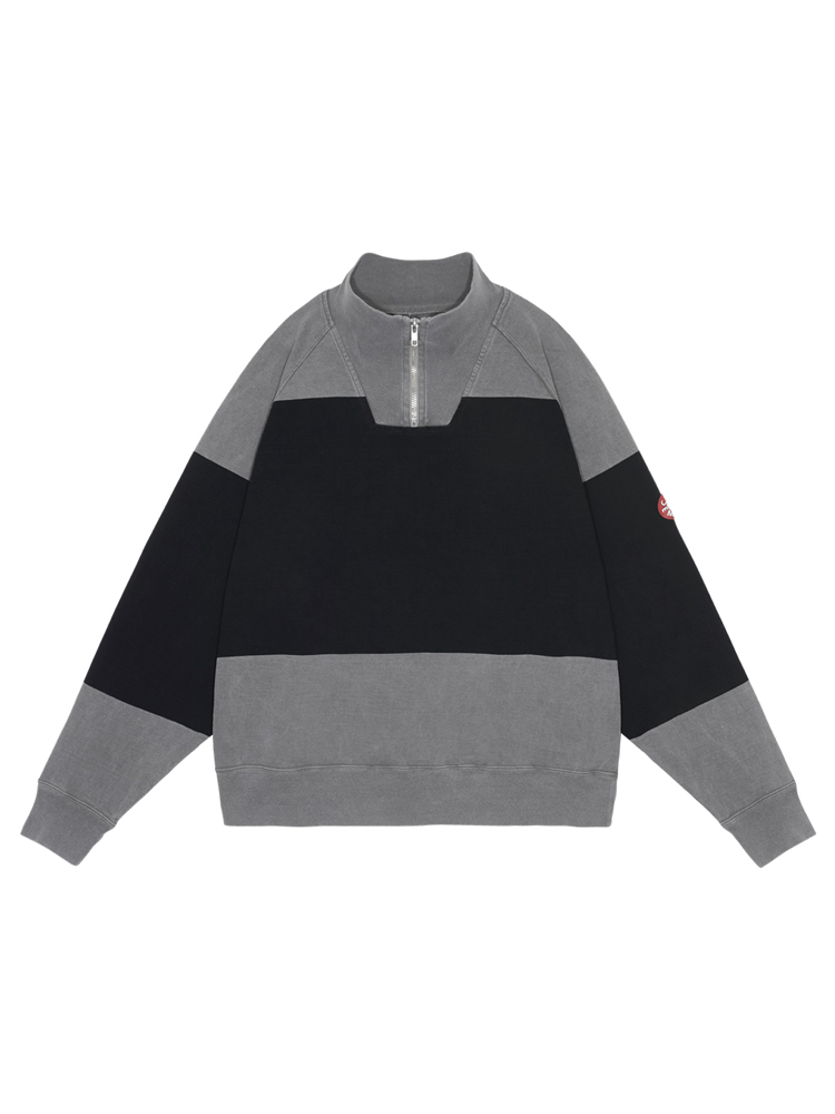 C.E/CAVEMPT OVERDYE STRIPE HALF ZIP GREY 2025AW