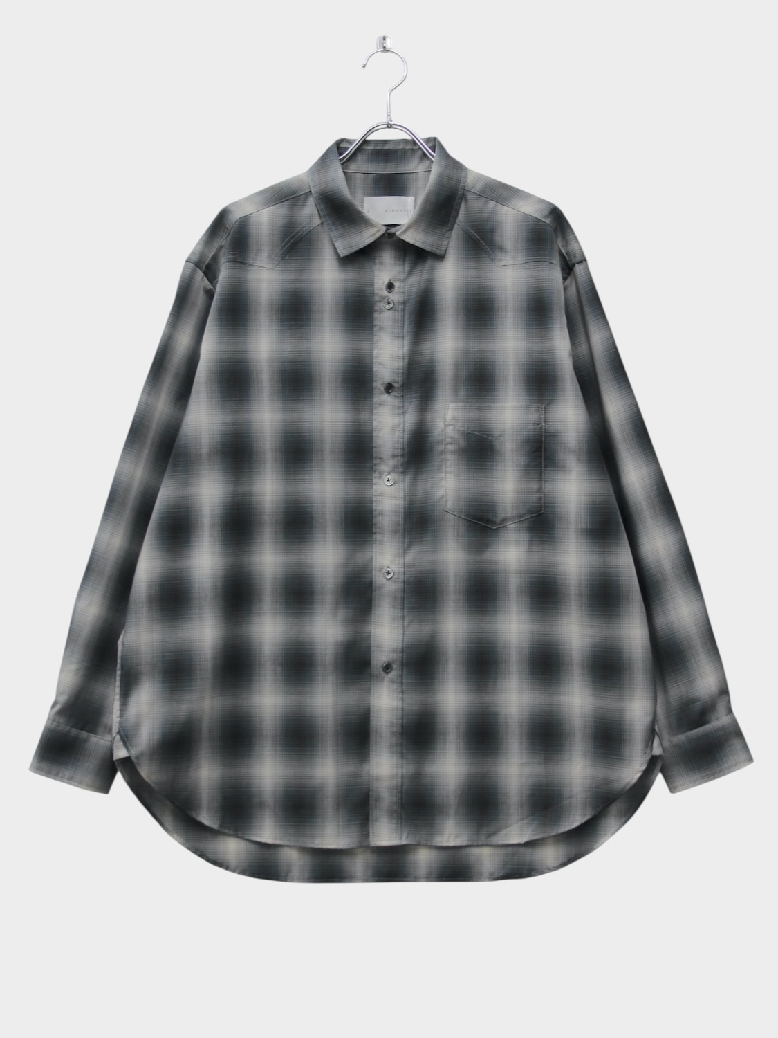 arenotis SHEER CHECK RECYCLED ORGANIC COTTON SHIRT BLACK 2026SS