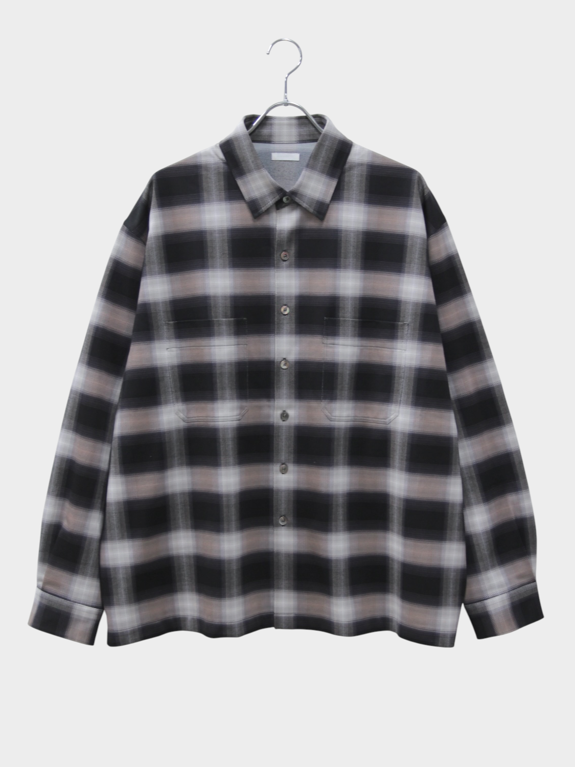 KANEMASA PHIL. 28G OMBRE CHECK BALISE SHIRT BLACK WHITE 2026AW