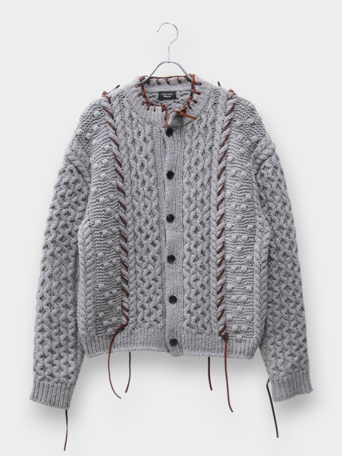 UNUSED CABLE KNIT CARDIGAN GRAY 2026AW