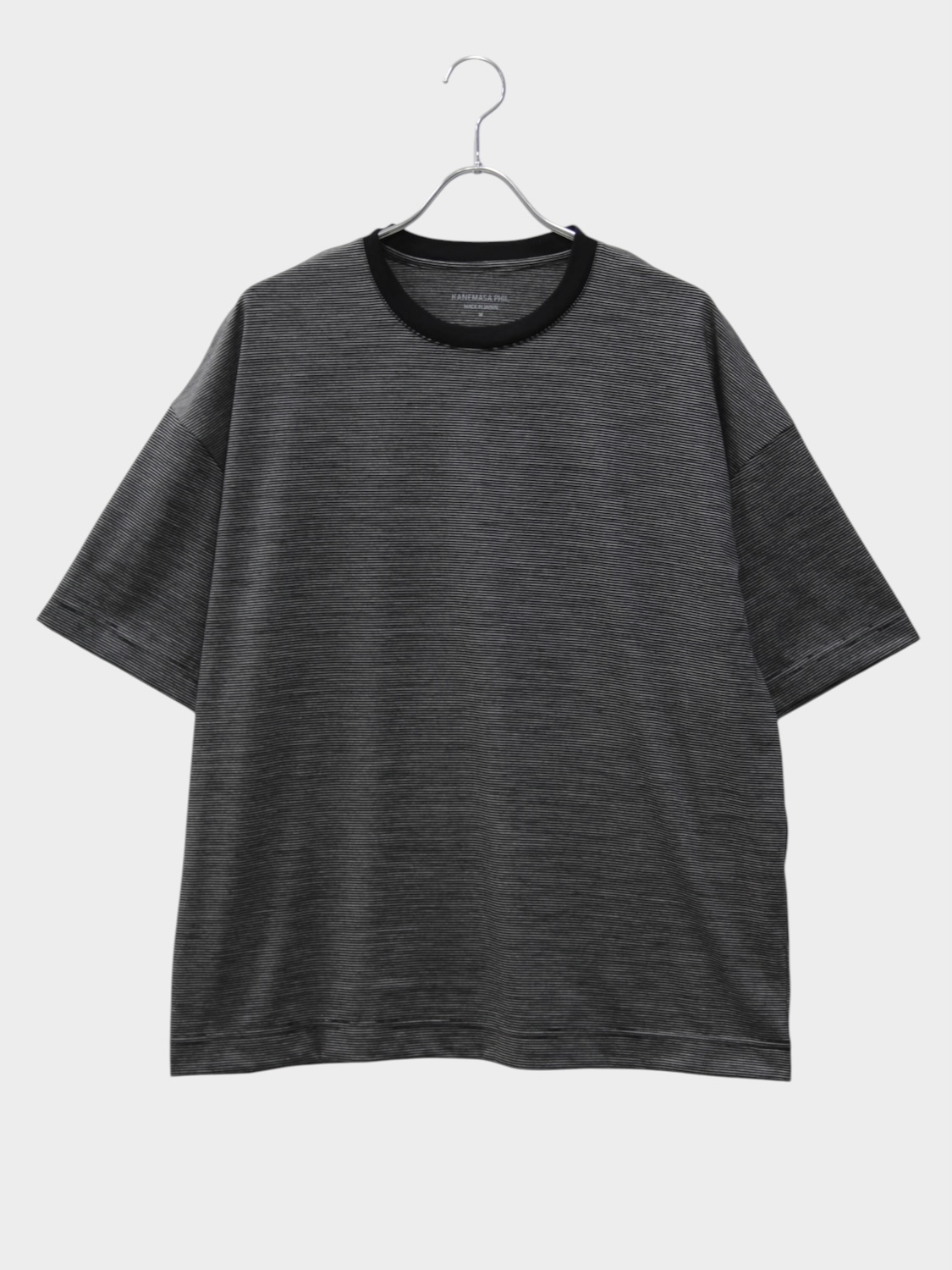 KANEMASA PHIL. 32G WOOL STRIPE SS TEE BLACK 2026AW