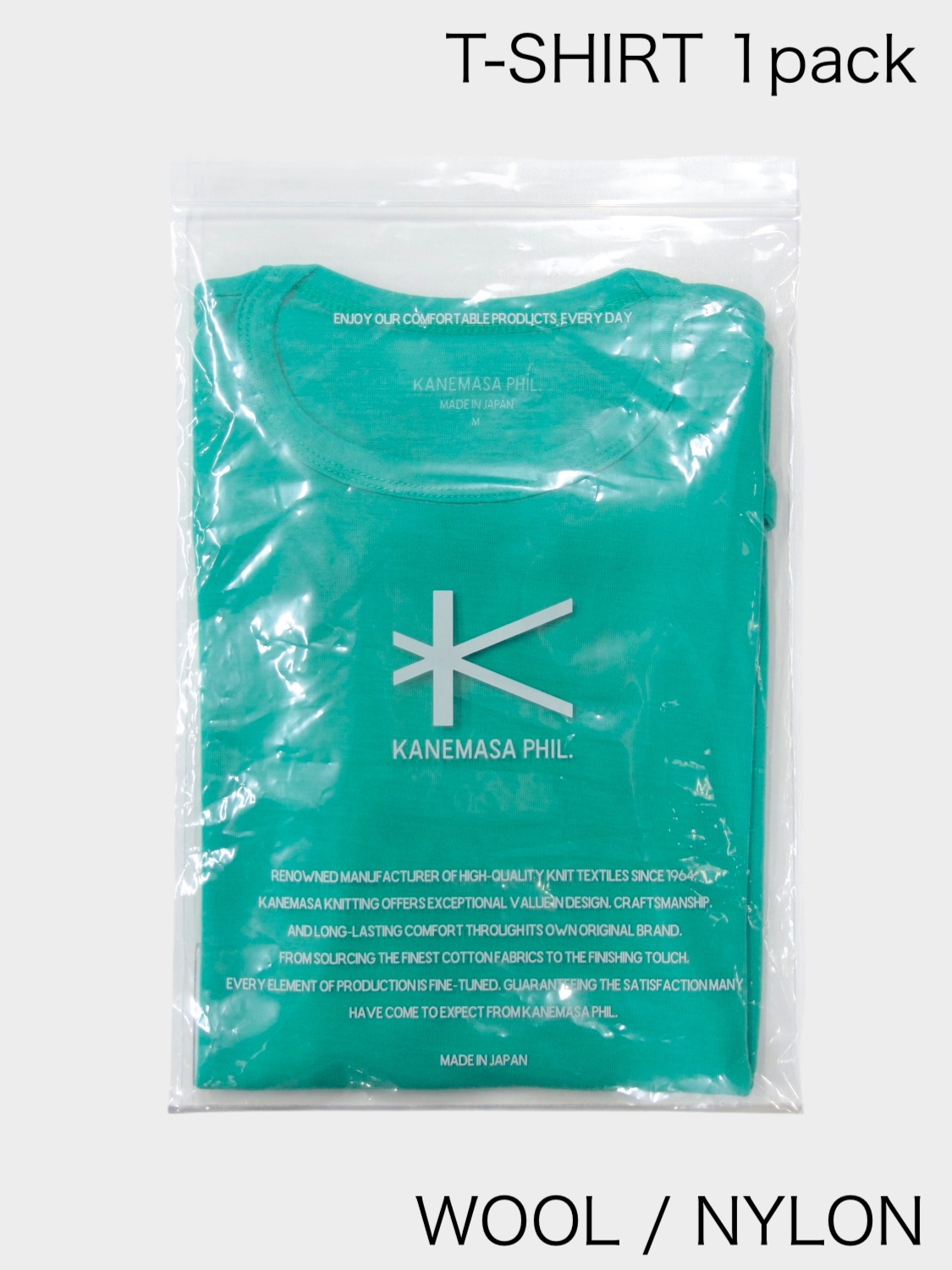 KANEMASA PHIL. 18G WOOL PACK TEE TURQUOISE
