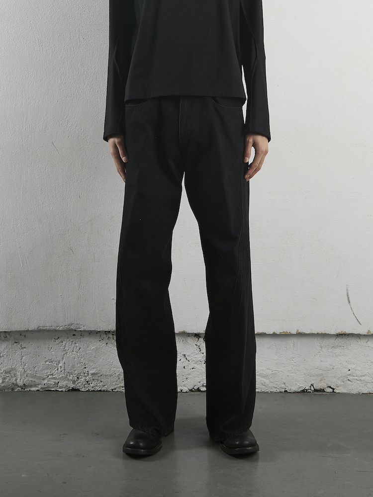 NVRFRGT 3D TWISTED WIDE LEG JEANS FADED BLACK 2025AW