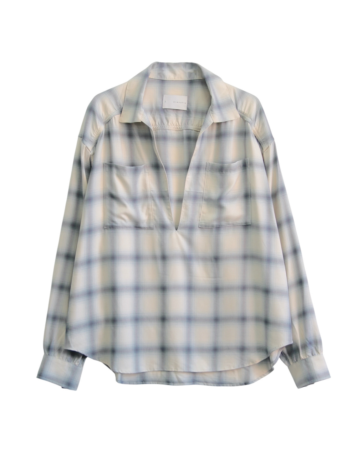 arenotis Rayon Ombre Gathered Skipper Shirt WHITE 2025AW