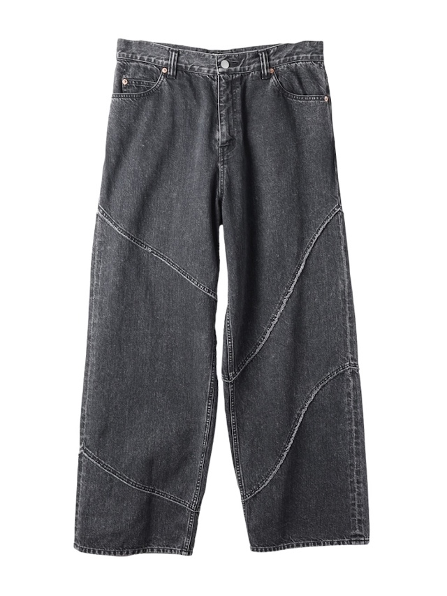JieDa DISTORTED DENIM PANTS BLACK