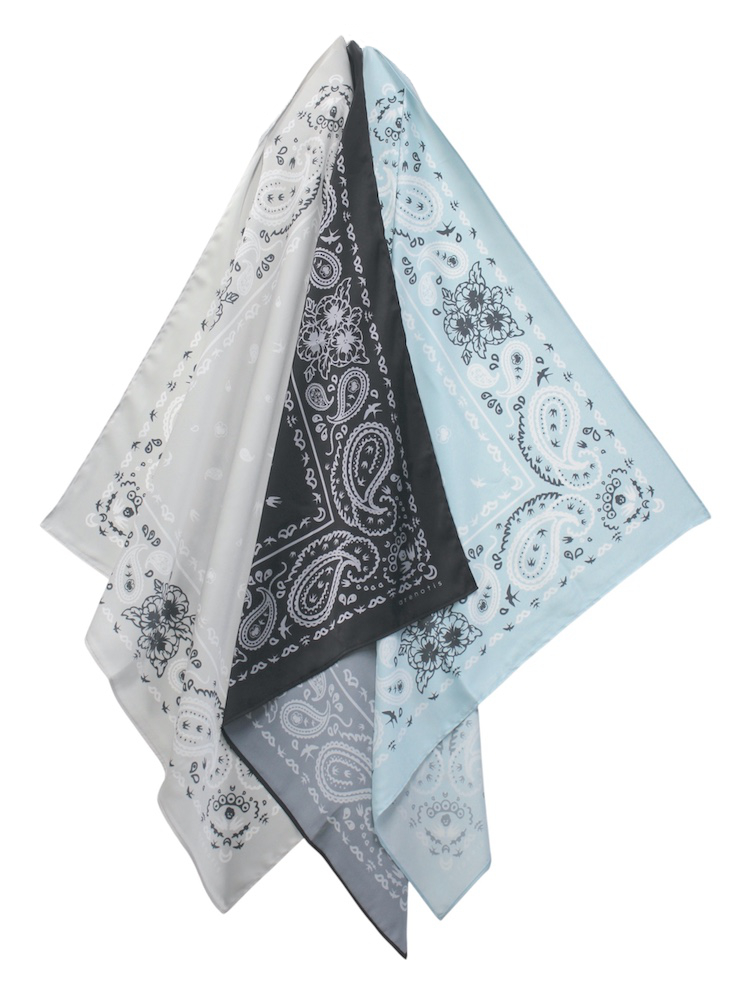 arenotis Swallow Pansy Satin Scarf 3カラー 2025AW