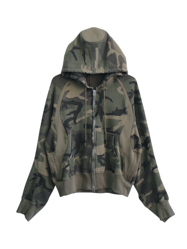 NVRFRGT PANELLED ZIP UP HOODIE WOODLAND 25SS