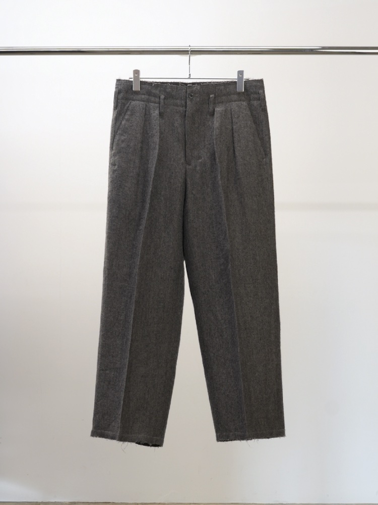 ANCELLM SHRINK WOOL WIDE SLACKS GRAY 2025AW