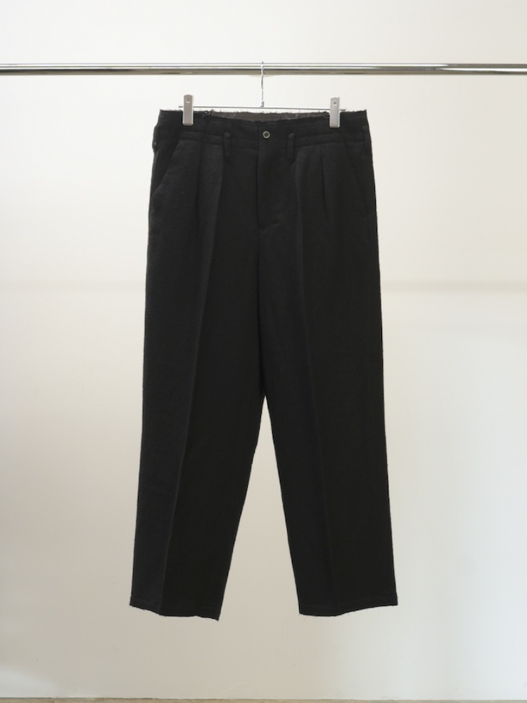 ANCELLM SHRINK WOOL WIDE SLACKS BLACK 2025AW