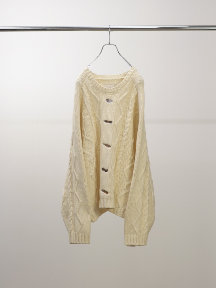 ANCELLM EMBROIDERY CABLE STITCH KNIT OFF WHITE 2025AW