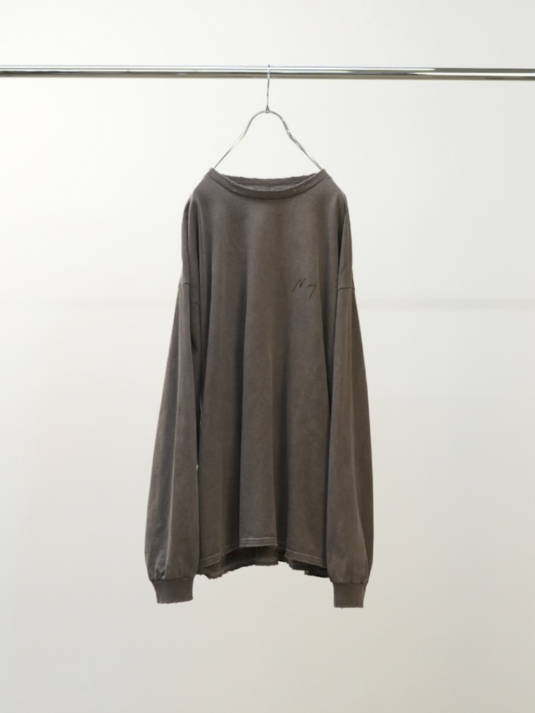 ANCELLM EMBROIDERY DYED LS T-SHIRT 2 BROWN 2025AW