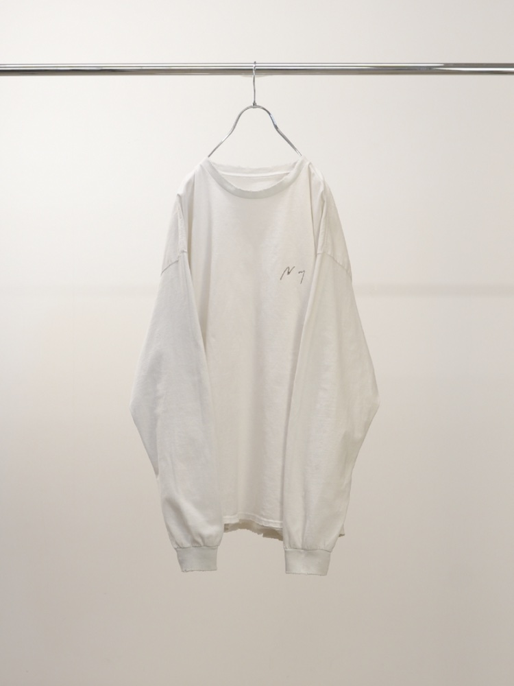 ANCELLM EMBROIDERY DYED LS T-SHIRT WHITE 2025AW