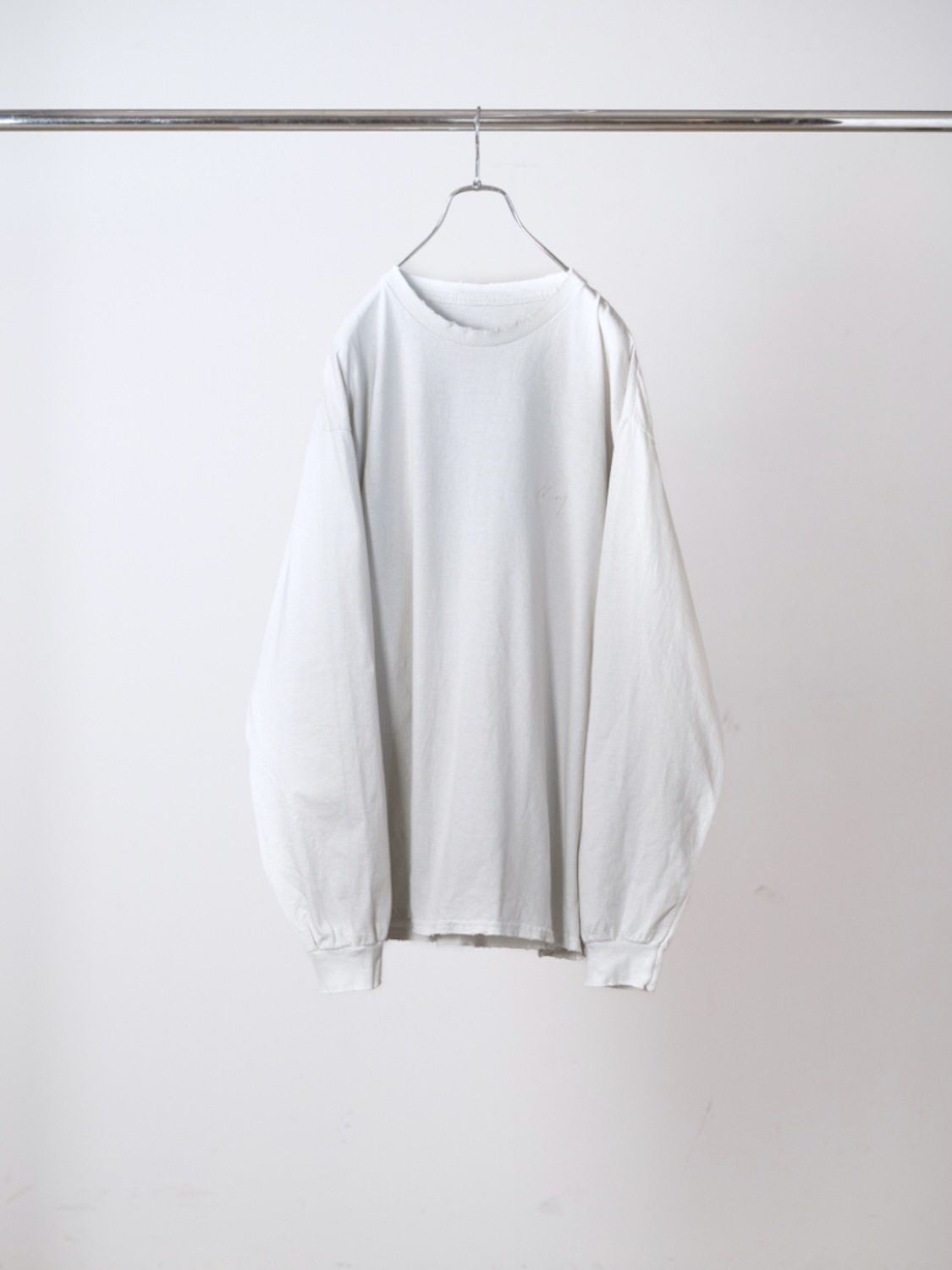 ANCELLM EMBROIDERY DYED LS T-SHIRT G.WHITE 2026AW
