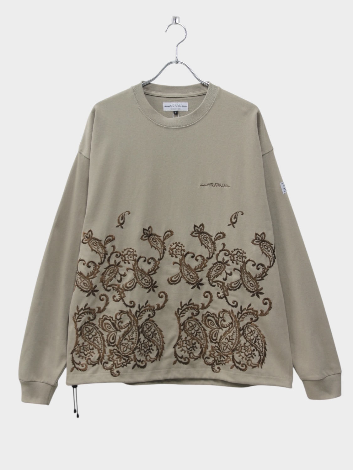 elephant TRIBAL fabrics EMBROIDERY FAT LONG T-SH BEIGE 2026SS