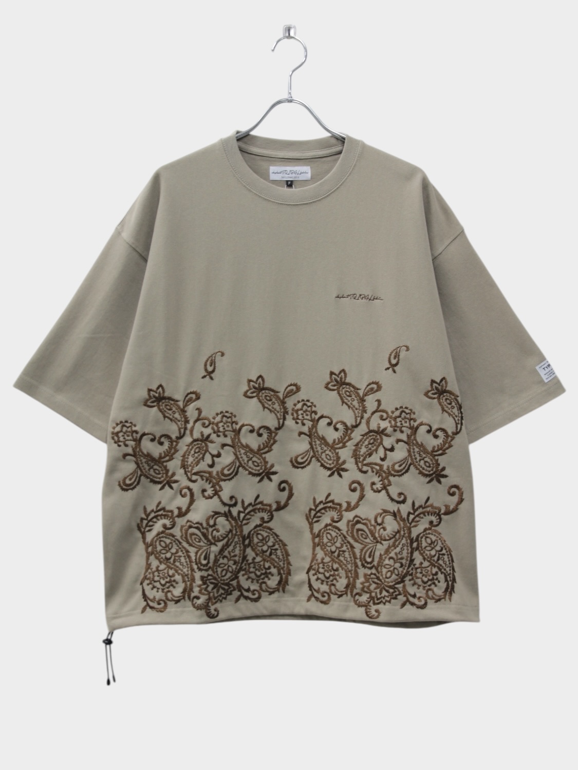 elephant TRIBAL fabrics EMBROIDERY FAT T-SH BEIGE 2026SS