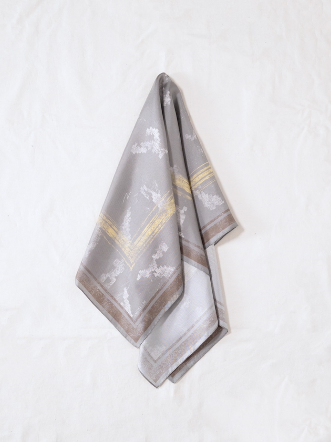ANCELLM SILK SCALF GRAY 2026AW