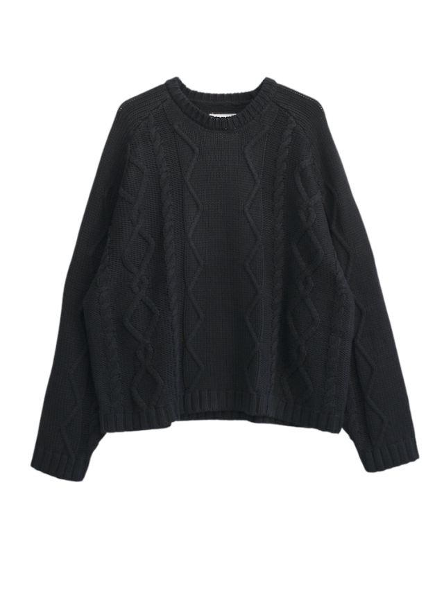 ANCELLM CABLE STITCH KNIT BLACK 2025AW 通販ページ octavia