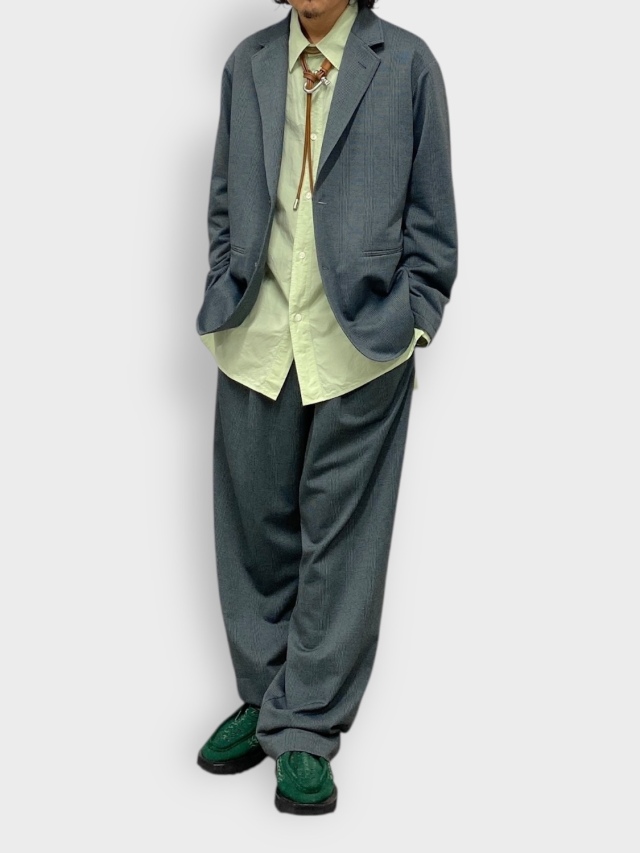 KANEMASA PHIL. 28G LOOP YARN GLEN CHECK TROUSERS GREY 2026SS 通販