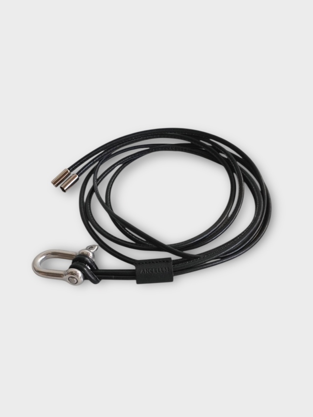 ANCELLM LEATHER ROPE BELT BLACK 2026SS