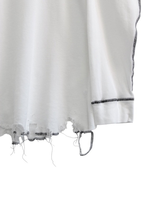 ANCELLM DAMAGE WAFFLE HI-NECK LS T-SHIRT WHITE 2025AW 通販ページ