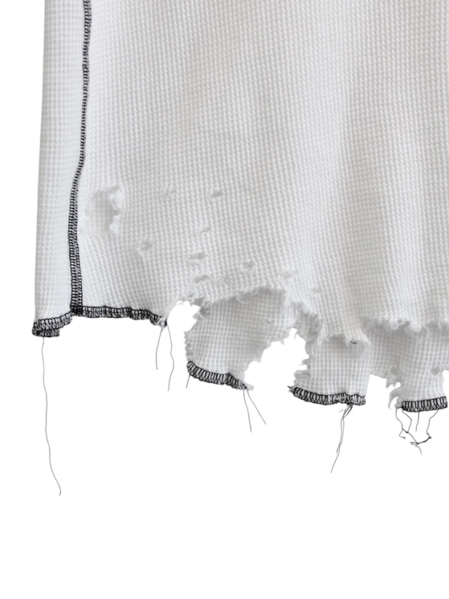 ANCELLM DAMAGE WAFFLE HI-NECK LS T-SHIRT WHITE 2025AW 通販ページ
