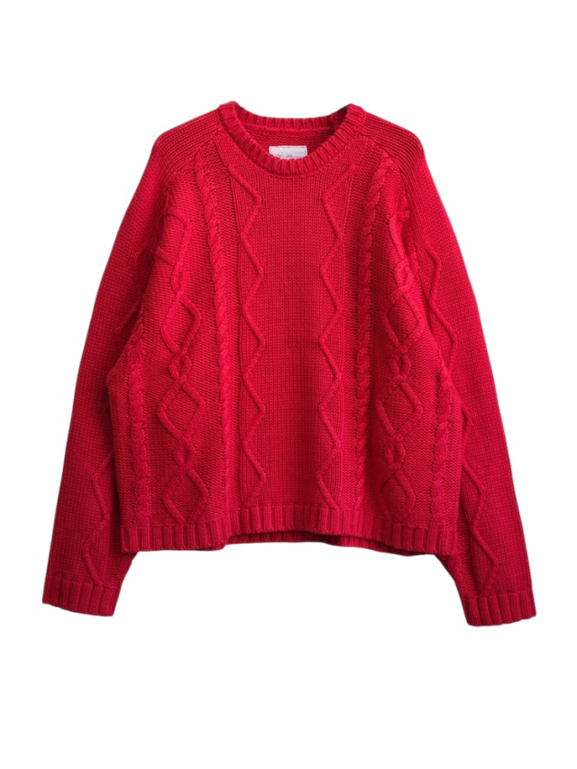 ANCELLM CABLE STITCH KNIT RED 2025AW 通販ページ octavia[オクタヴィア]