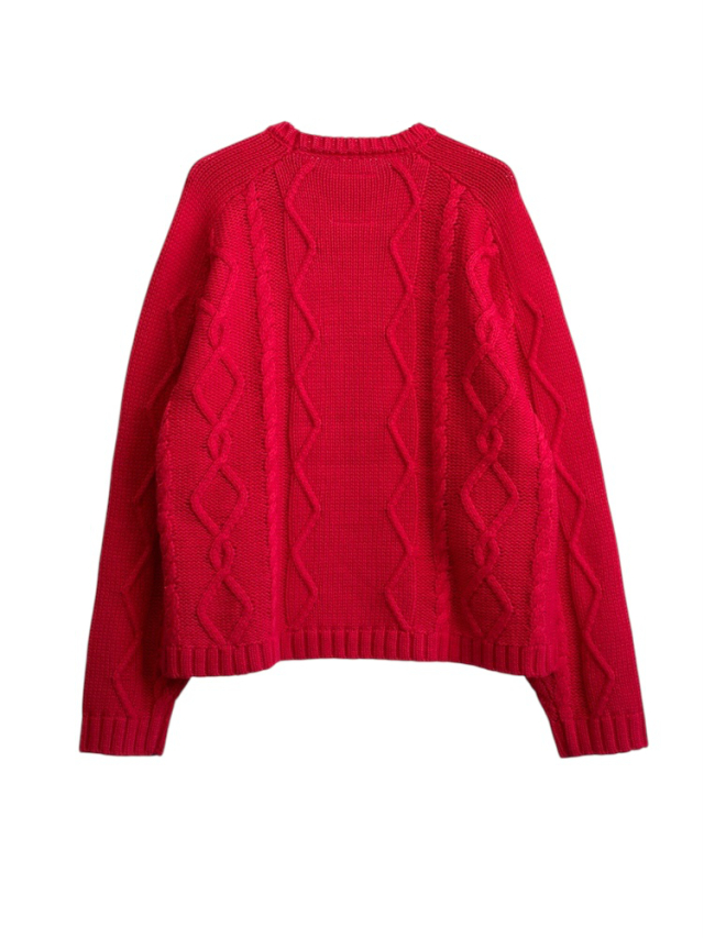ANCELLM CABLE STITCH KNIT RED 2025AW 通販ページ octavia[オクタヴィア]