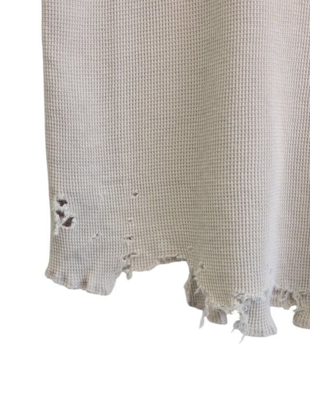 ANCELLM DAMAGE WAFFLE HI-NECK LS T-SHIRT GREIGE 2025AW 通販