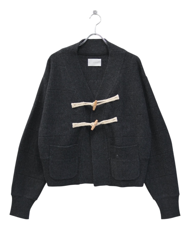 arenotis Yomogi Wool Short Duffle Knit Cardigan BLACK 2025AW