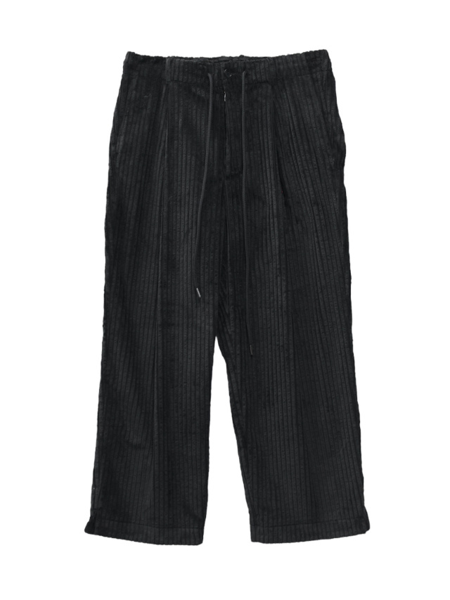 arenotis Wide Corduroy Layered Tuck Pants BLACK 2025AW