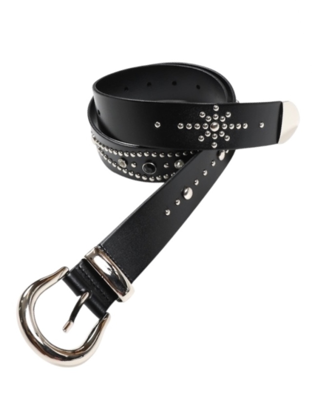 JIEDA WIDE STUDS BELT BLACK 2025AW