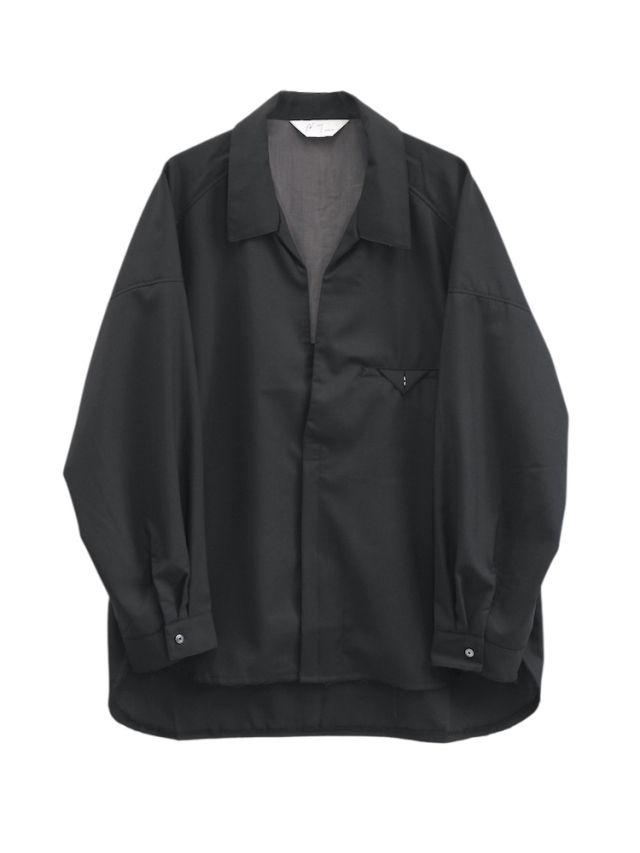 トップス ANCELLM 25AW WASH WOOL LONG SHIRT black ANCELLM WASH WOOL LONG SHIRT BLACK 2025AW 通販ページ octavia
