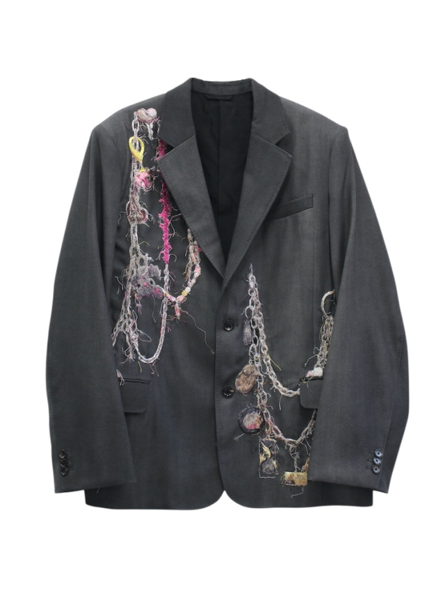 doublet EMBROIDERED CHAIN TAILORED JACKET CHARCOAL 通販商品