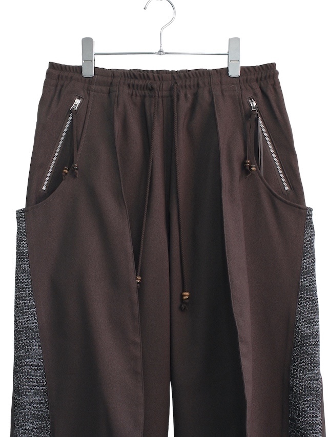 NVRFRGT S-CURVED WIDE LEG UTILITY TRACK PANTS DARK BROWN