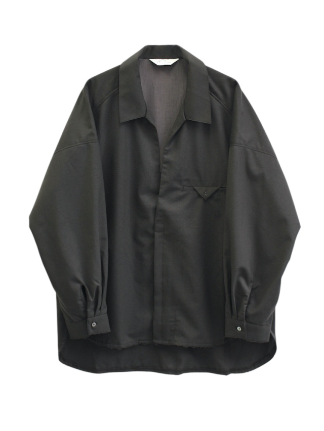 ANCELLM WASH WOOL LONG SHIRT OLIVE 2025AW 通販ページ octavia