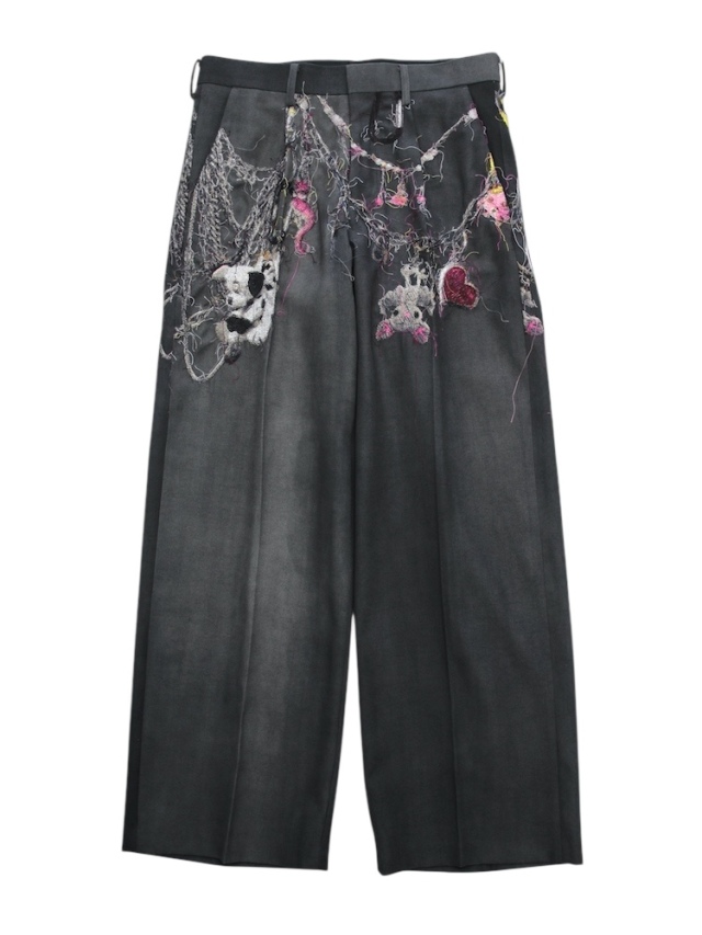 doublet EMBROIDERED CHAIN TAILORED TROUSERS CHARCOAL 通販商品