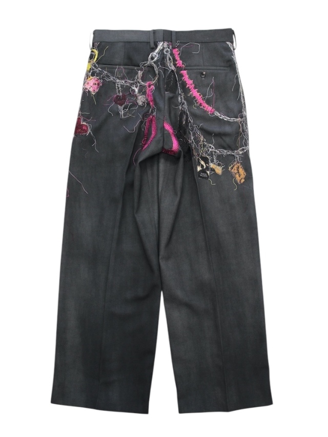 doublet EMBROIDERED CHAIN TAILORED TROUSERS CHARCOAL 通販商品