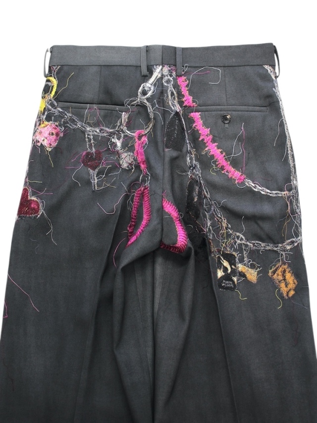 doublet EMBROIDERED CHAIN TAILORED TROUSERS CHARCOAL 通販商品