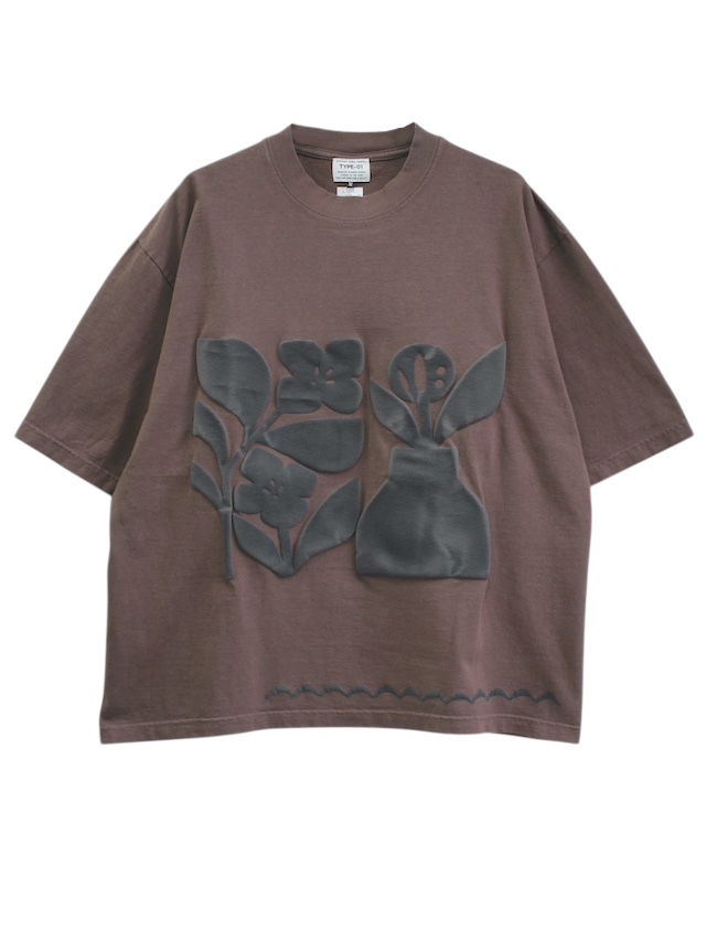 elephant TRIBAL fabrics 凸凹Flower T BROWN