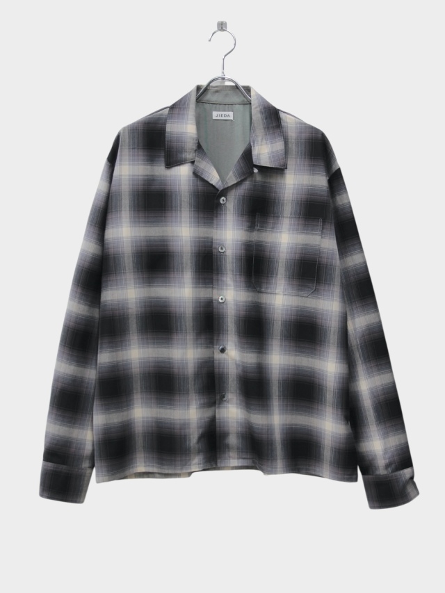 JIEDA CHECK OPEN COLLAR SHIRT BLACK 2026SS